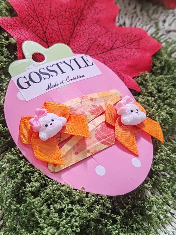 Barrettes Automnale nœud orange