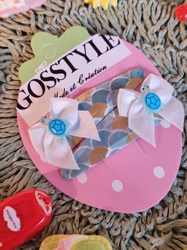 barrettes tortues bleues