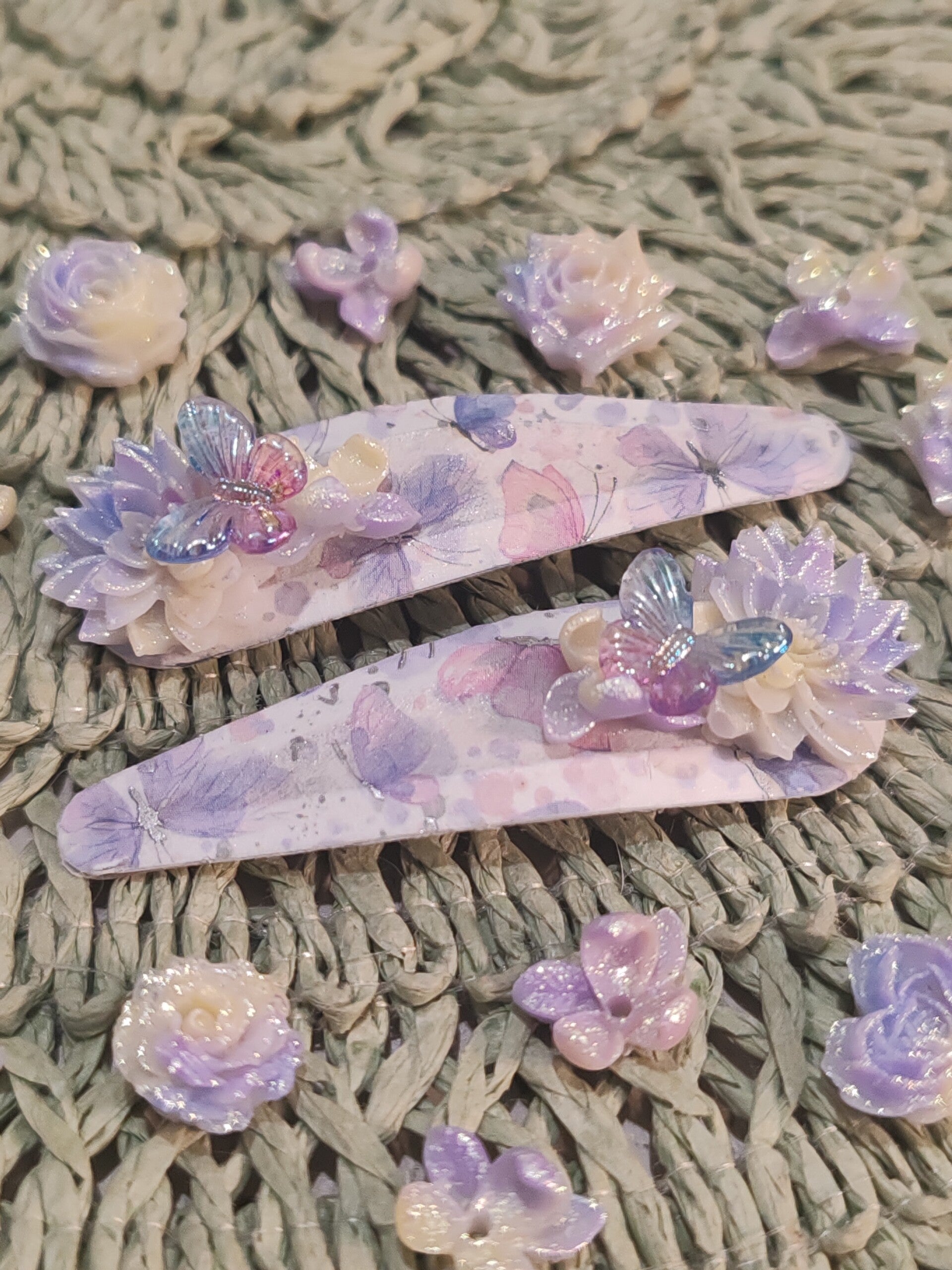 barrettes papillons fleurs de lotus