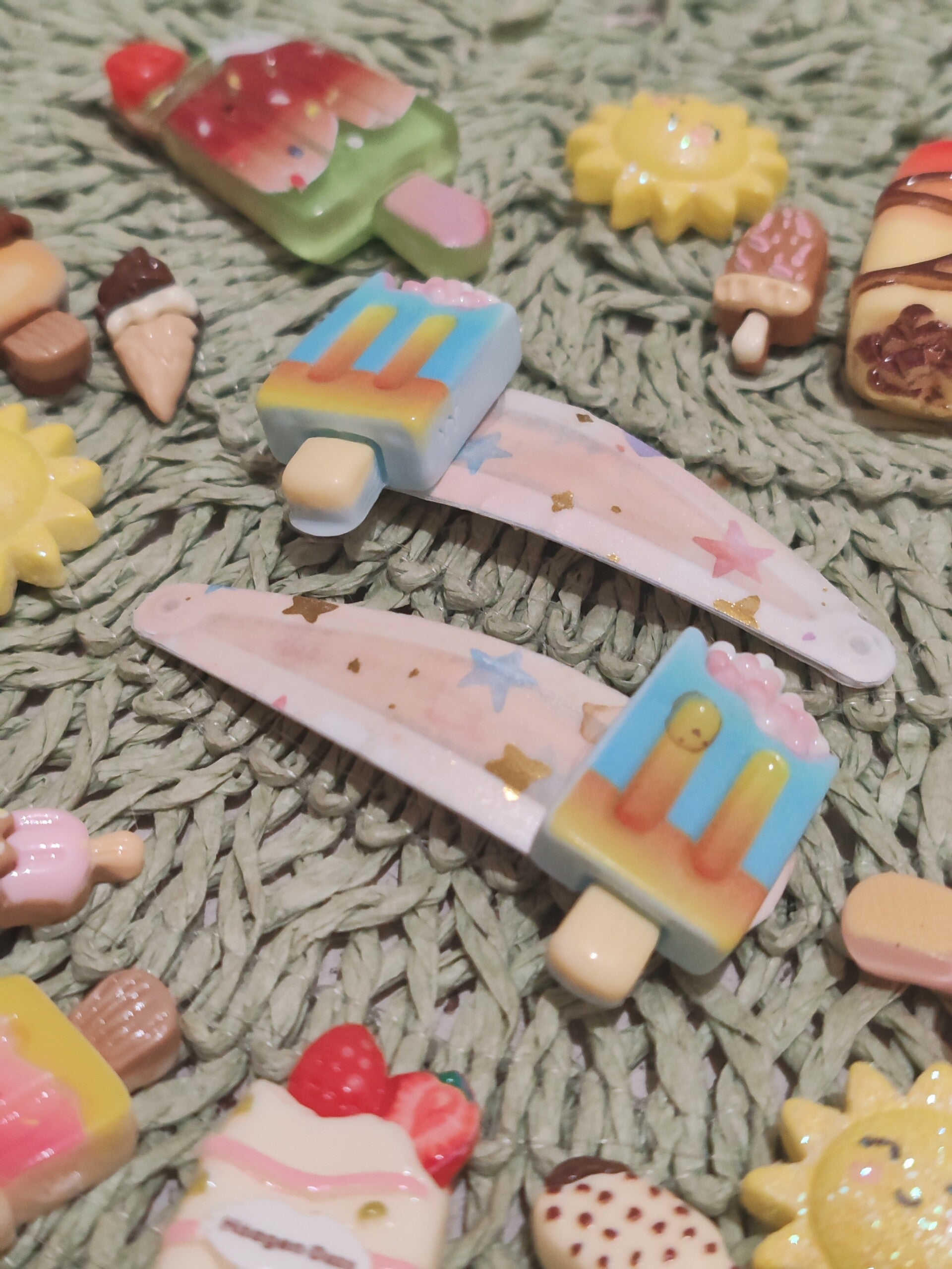 barrettes glacées bleues