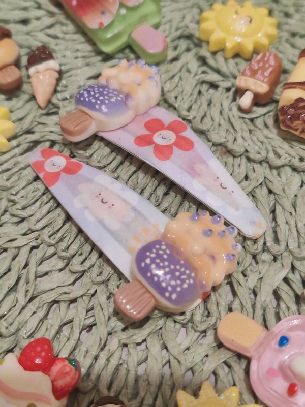 barrettes glacées violettes et crèmes