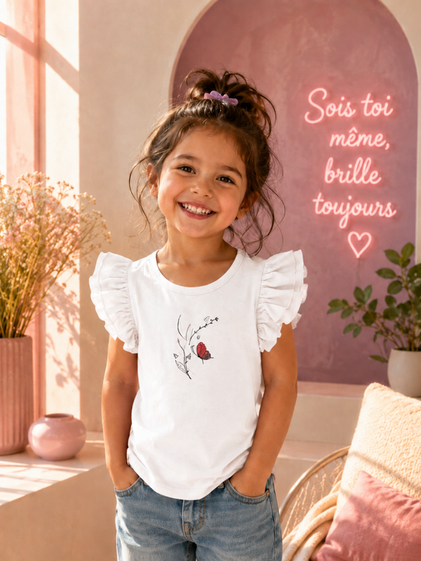 T-shirt blanc à volants