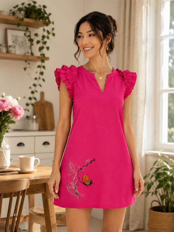 Robe à volant papillon