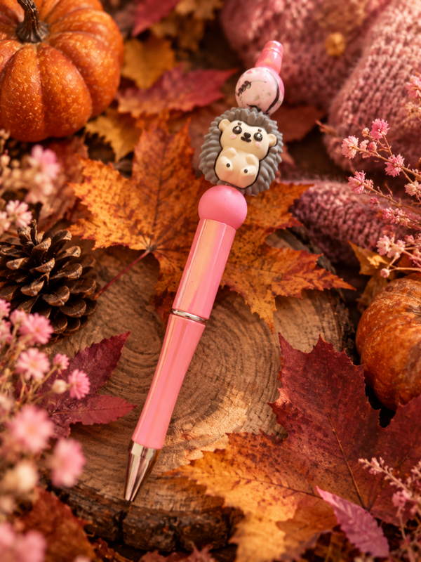 Stylo rose scintillant hérisson