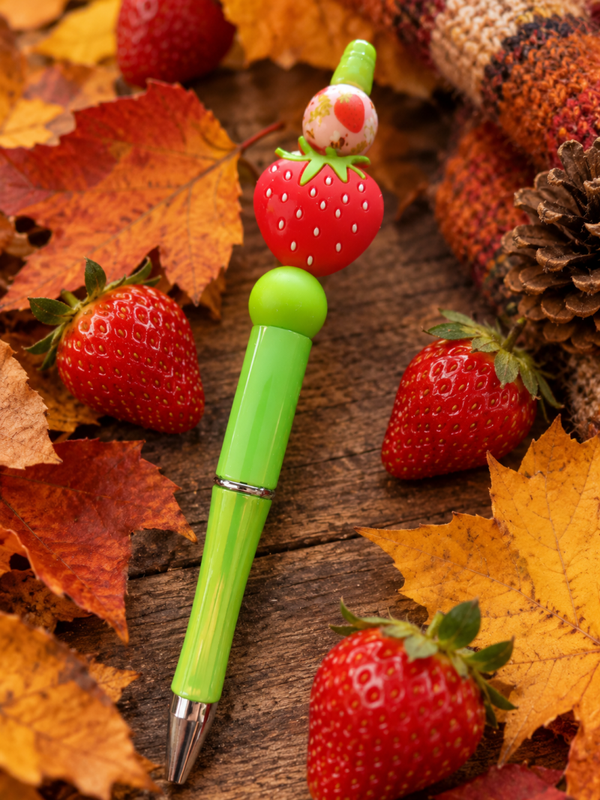 Stylo vert scintillant fraise