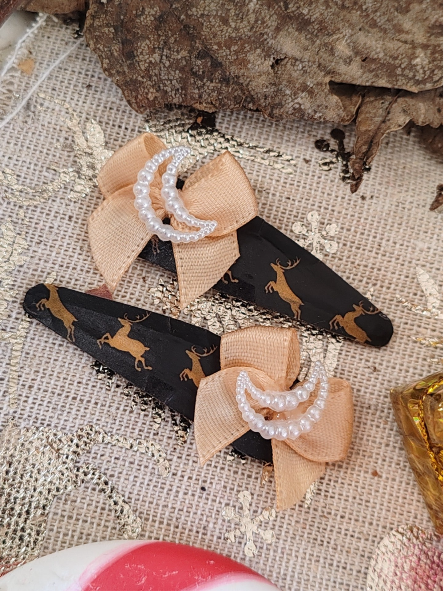 Barrettes cerfs&lune