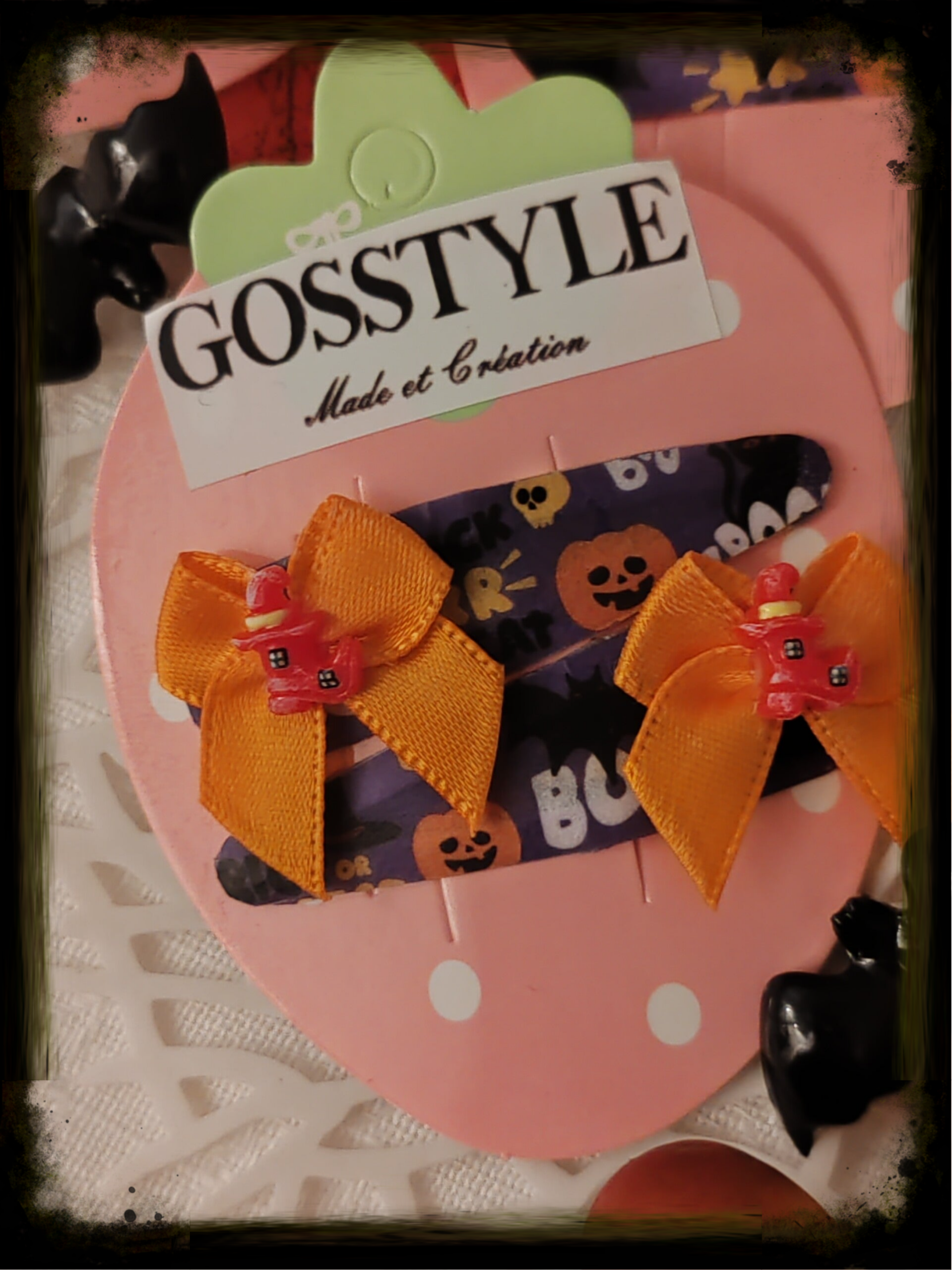 Barrettes bottes nœud orange