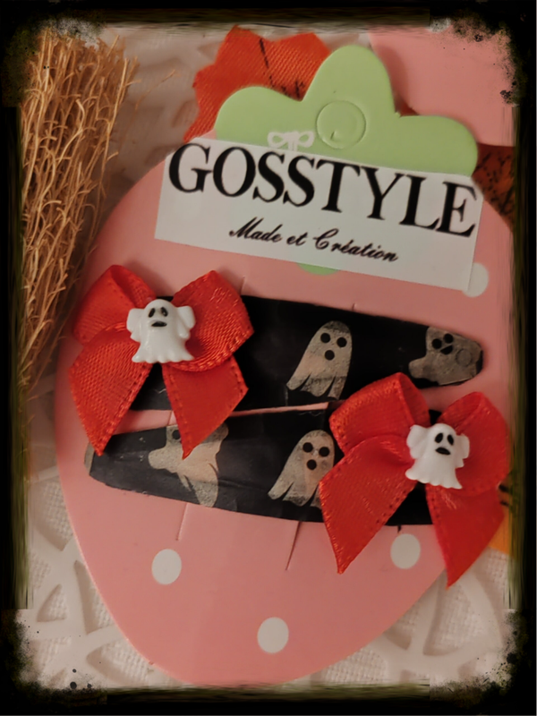 Barrettes fantôme nœud rouge