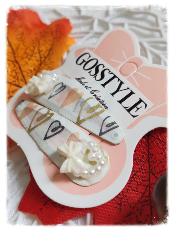 Barrettes cœur nœud