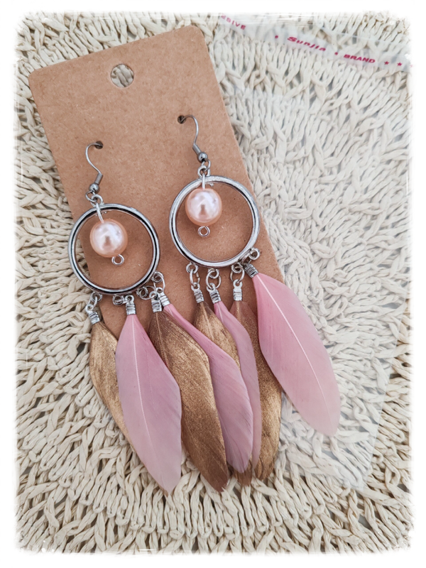 BOUCLE D'OREILLE PERLE ROSE