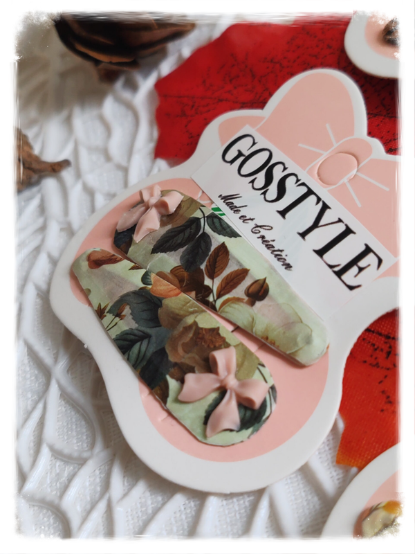 Barrettes Automnale nœud rose