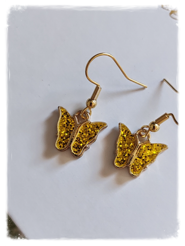 BOUCLE D'OREILLE PAPILLON PAILLETÉ