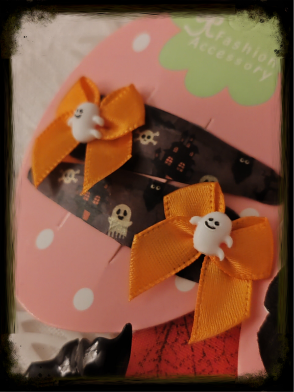 Barrettes fantôme nœud orange