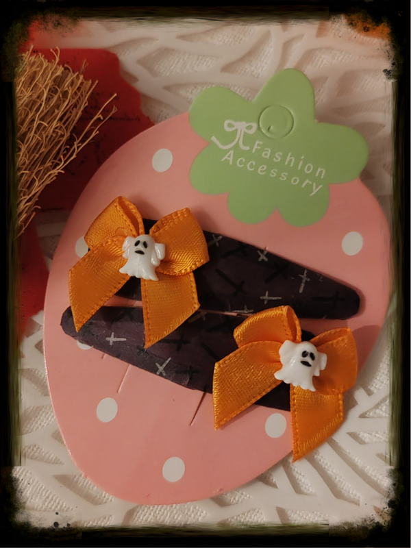 Barrettes fantôme nœud orange