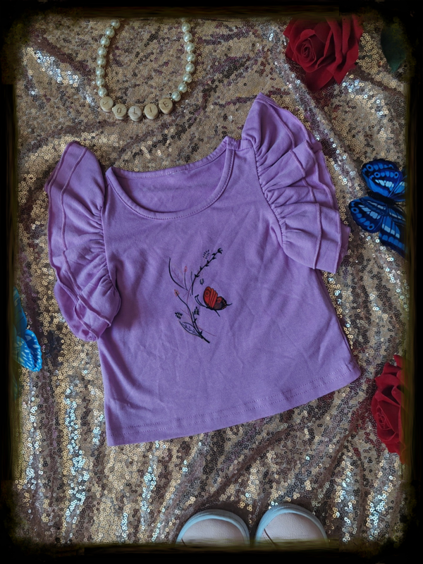 TEE-SHIRTS À VOLANT VIOLET