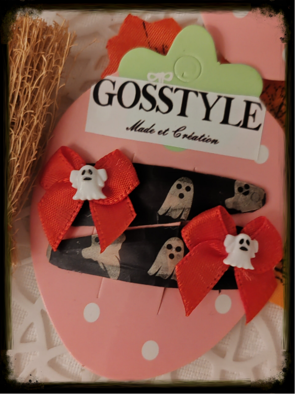 Barrettes fantôme nœud rouge