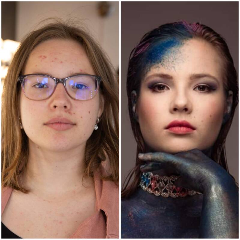 Extreme make-up: Before and after.