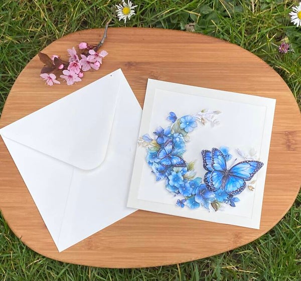 3D Wenskaart | Zomaar | Blauwe vlinder