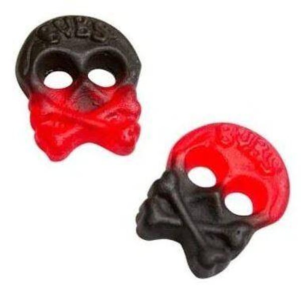 Bubs Raspberry Liqourice Skull Mini