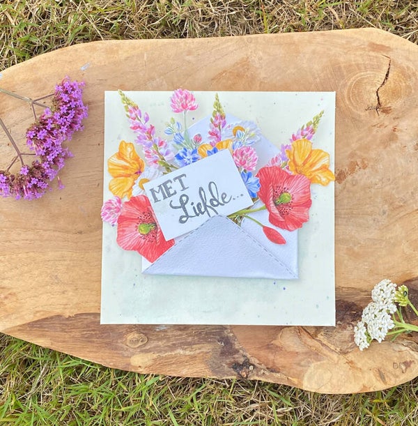 3D Wenskaart | Met liefde… | Veldbloemen