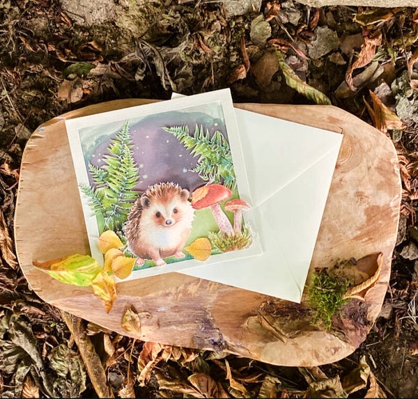 Herfstkaart met egel - handgemaakt en 3D-effect