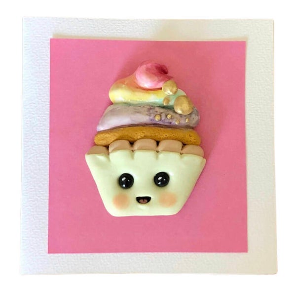 Wenskaart met cupcake magneet