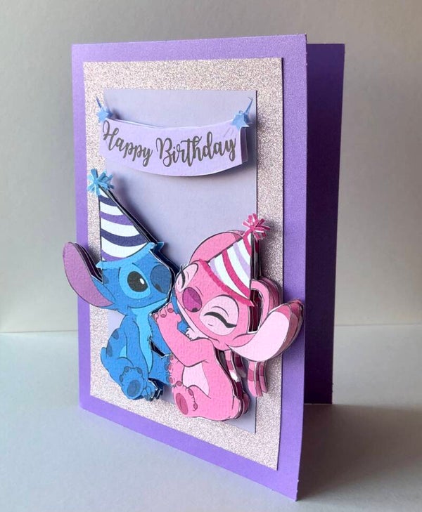 Wenskaart Angel & Stitch / 3D