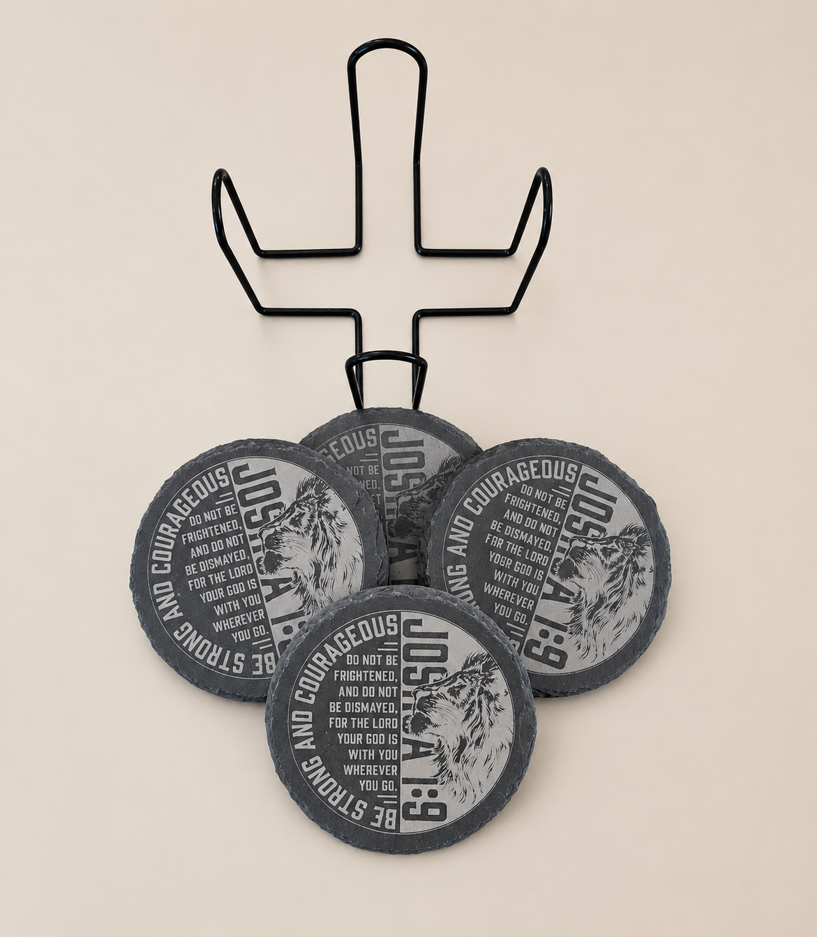 Joshua 1:9 Slate Coasters