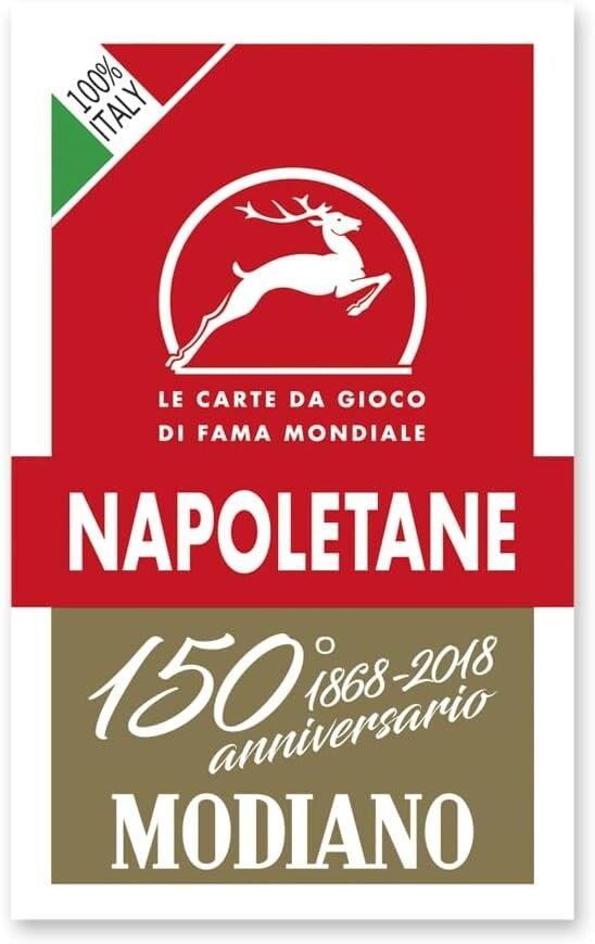 Carte da Gioco Napoletane 150 Anniversario Astuccio Rosso 40 Carte Modiano
