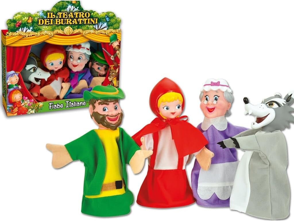 Marionette Cappuccetto Rosso Set 4 Pezzi Il Teatro dei Burattini Fiabe Italiane