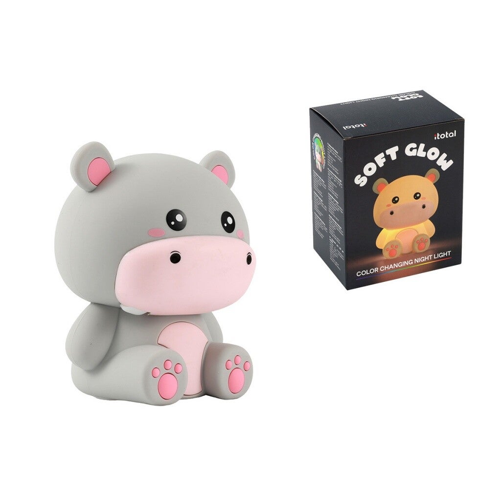 Lampada Led in Silicone Multicolore Soft Glow Ippopotamo Camera Bambini iTotal
