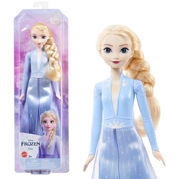 Frozen Elsa Bambola Giocattolo Bionda con Vestito Treccia e Scarpe Mattel