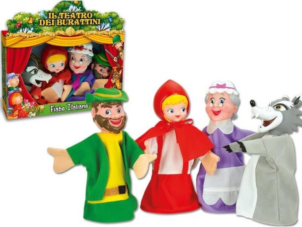 Marionette Cappuccetto Rosso Set 4 Pezzi Il Teatro dei Burattini Fiabe Italiane