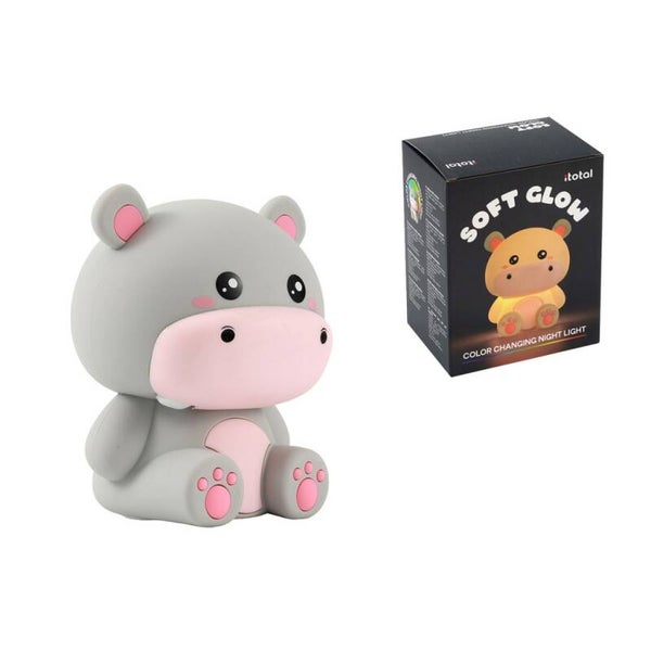 Lampada Led in Silicone Multicolore Soft Glow Ippopotamo Camera Bambini iTotal