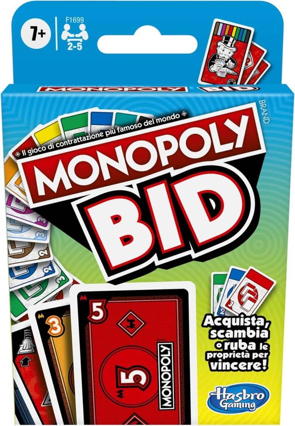 Gioco Monopoly Bid Gioco di Carte di Societa Per Ragazzi e Famiglie Hasbro