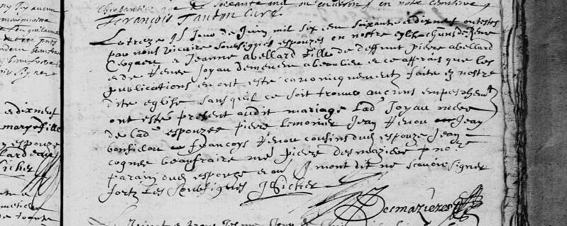 Mariage René CERQUE et Jeanne ABELLARD 1679