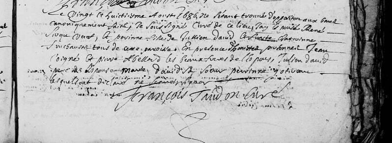Mariage René CERQUEU et Perrine DAVID  1686