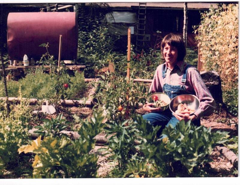 Photo of author in her 1978 garden