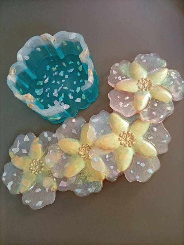 Ensemble dessous de verre nacres et coquillages