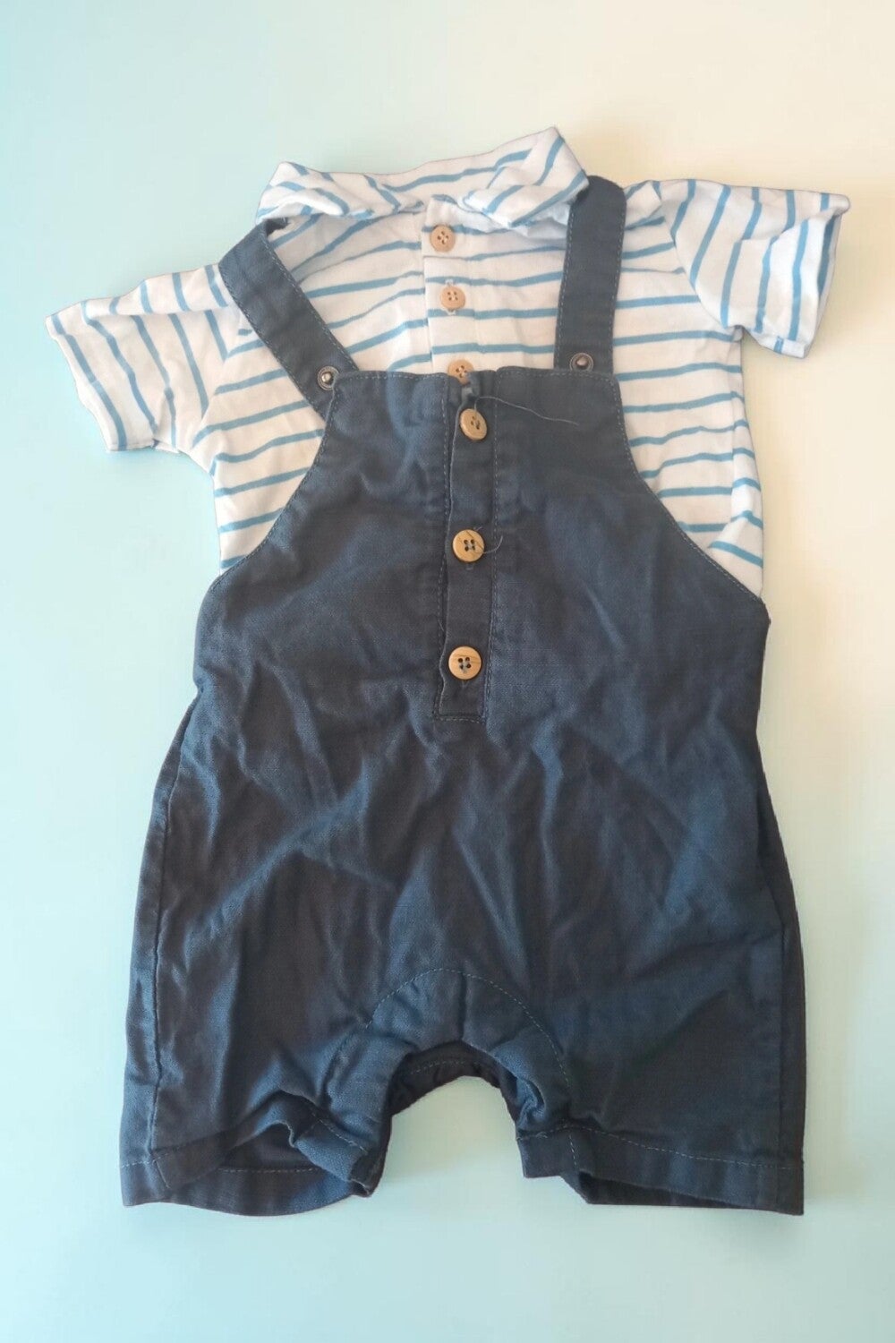 Ensemble été bébé, salopette courte + polo, taille 6 mois, Mots d'enfants