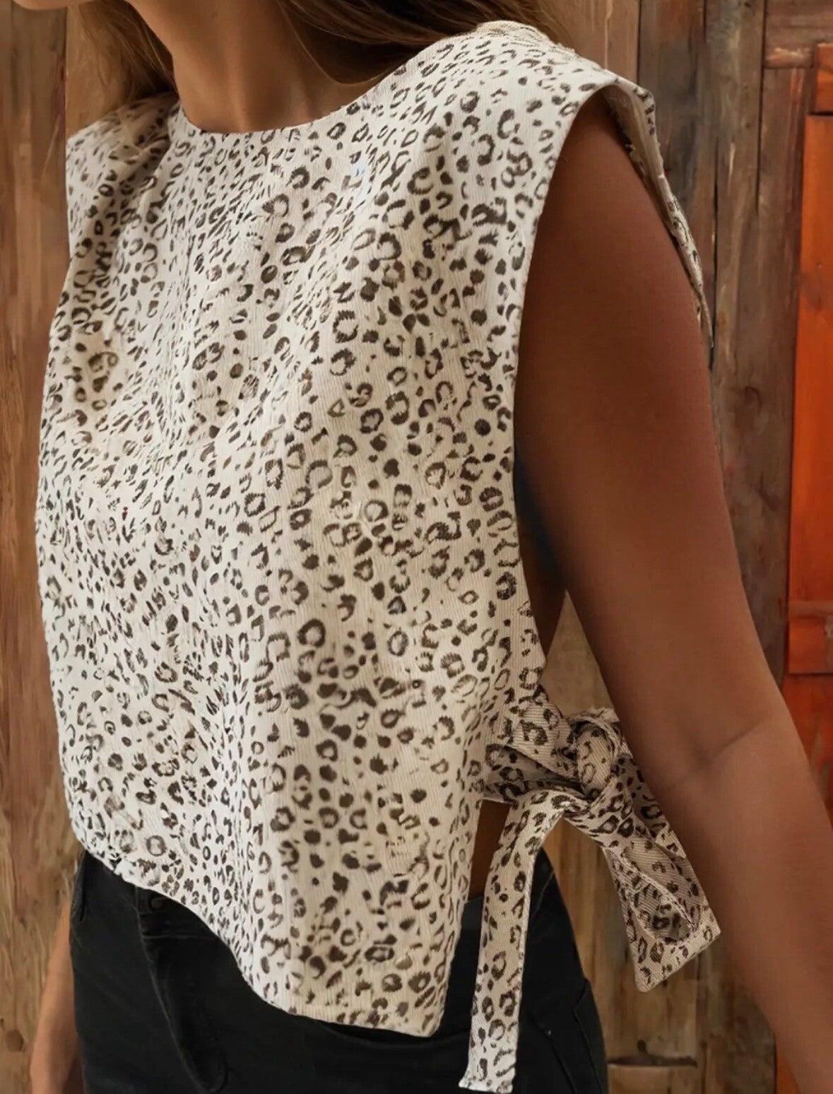 Leopard Tie Top