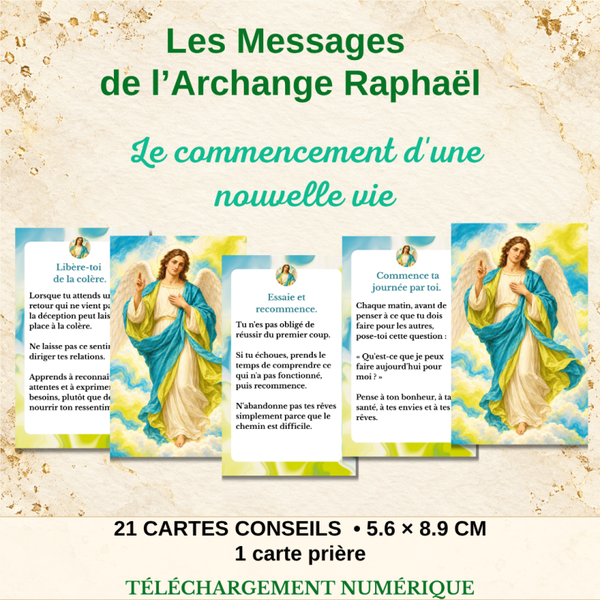 Archange Raphaël – 21 cartes conseils et prière – Guidance spirituelle, confiance en soi, amour de soi – Oratoire numérique PDF