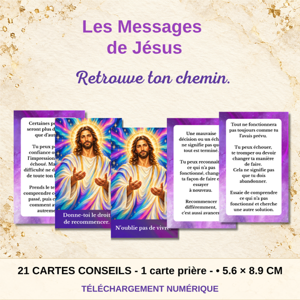 Les Messages de Jésus – 21 cartes conseils & 1 carte prière à imprimer