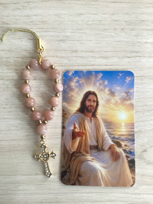 Carte de Prière Jésus avec Dizainier – Format Carte Bancaire