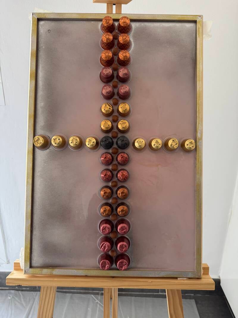 Recycled Nespresso coffee capsules Art