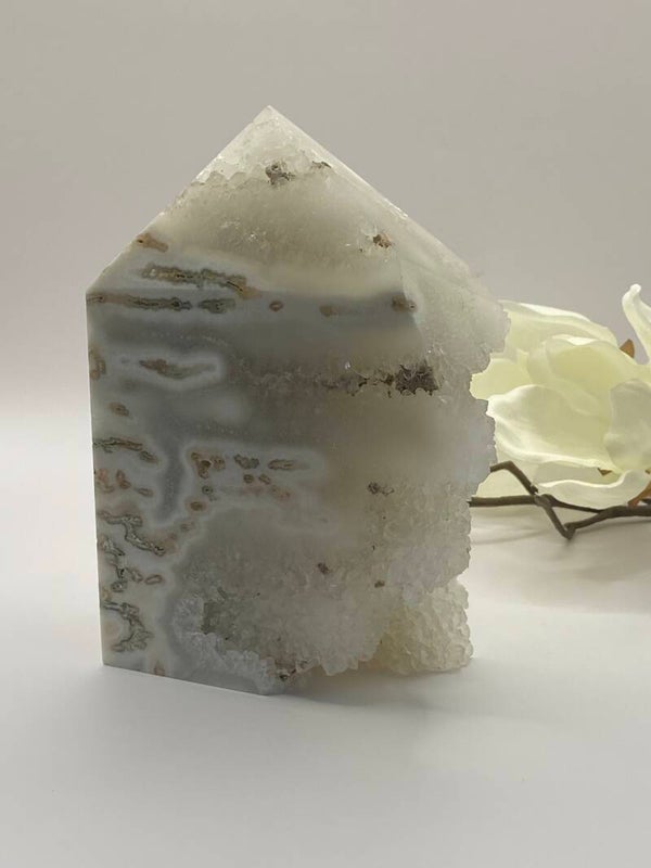 Druzy Moosachat Obelisk- Nr. 1