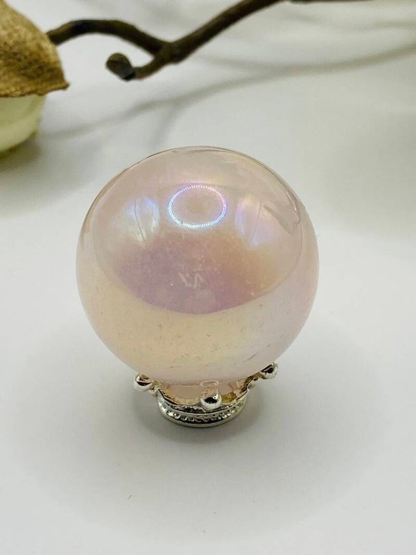 Kleine Angel Aura Rosenquarz Kugel