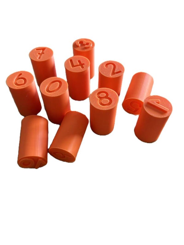 Cijfer stempels (met zichtbaar cijfer bovenaan)