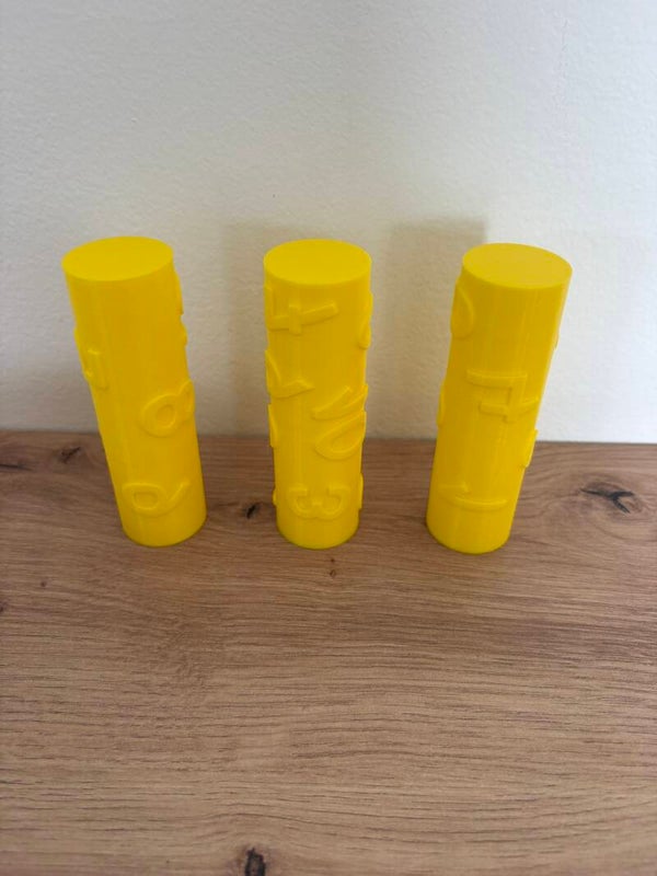 3 rollers met cijfers