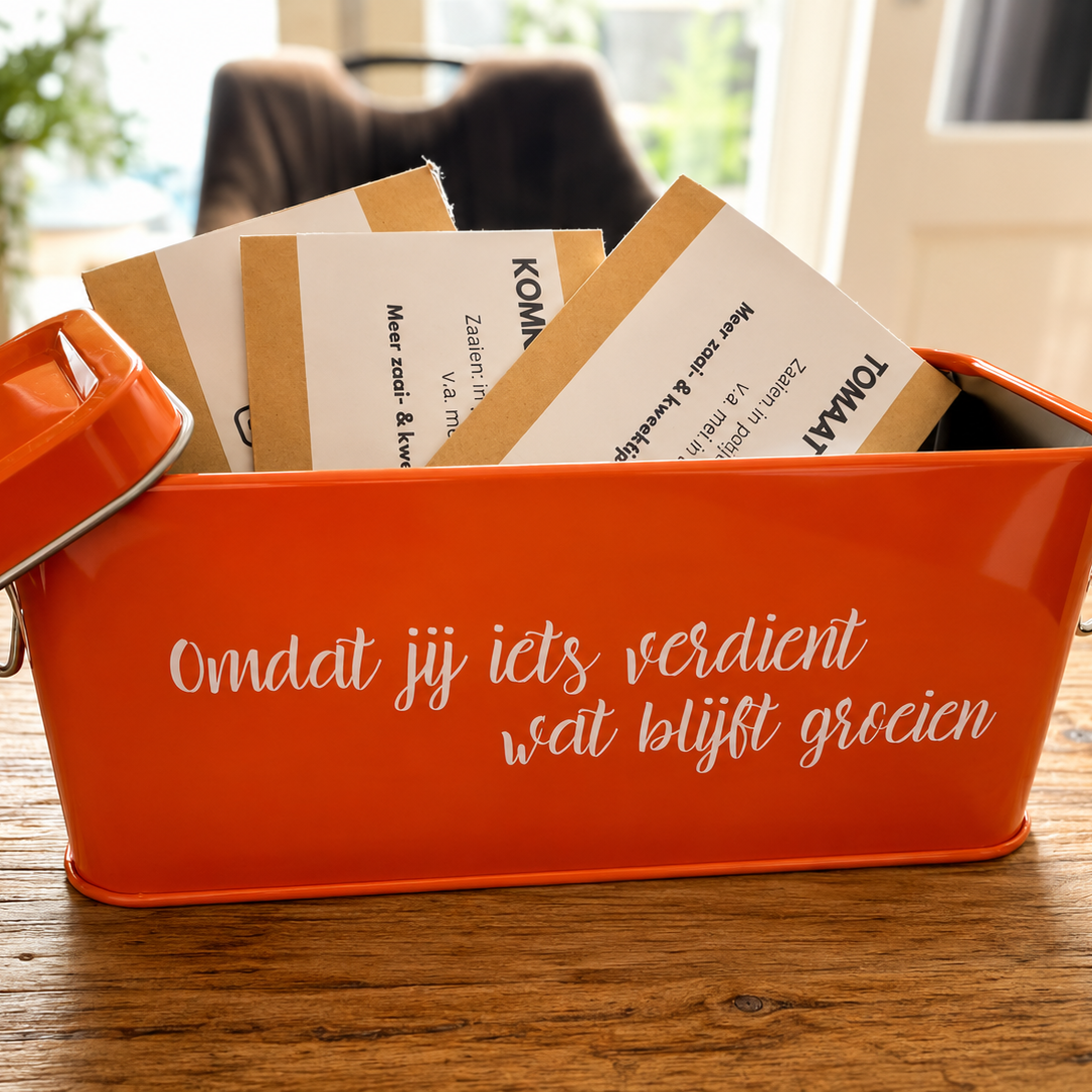Zaai iets moois – Cadeaublik met 3 zakjes zaden